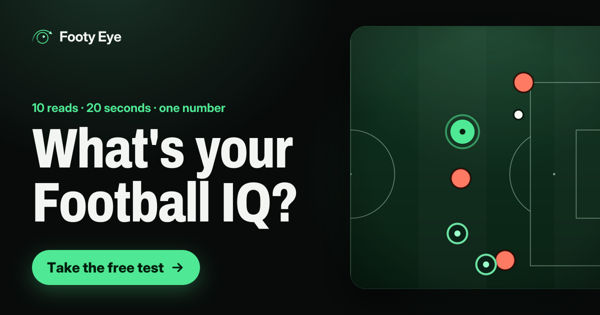 Footy Eye: What's your Football IQ? 10 reads, 20 seconds, one number. Take the free test.