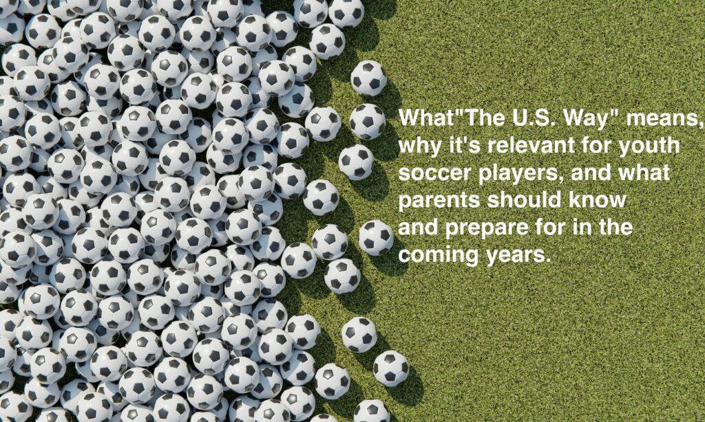 Scattered soccer balls on a soccer field